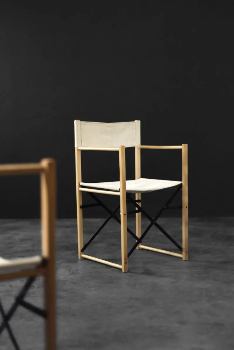 Pamono Mid-Century Scandinavian Modern Beech & Canvas Safari Directors Chairs, 1960s, Set of 2> Side Chairs & Dining Chairs