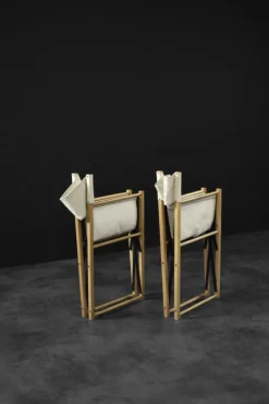 Pamono Mid-Century Scandinavian Modern Beech & Canvas Safari Directors Chairs, 1960s, Set of 2><noscript><img width=