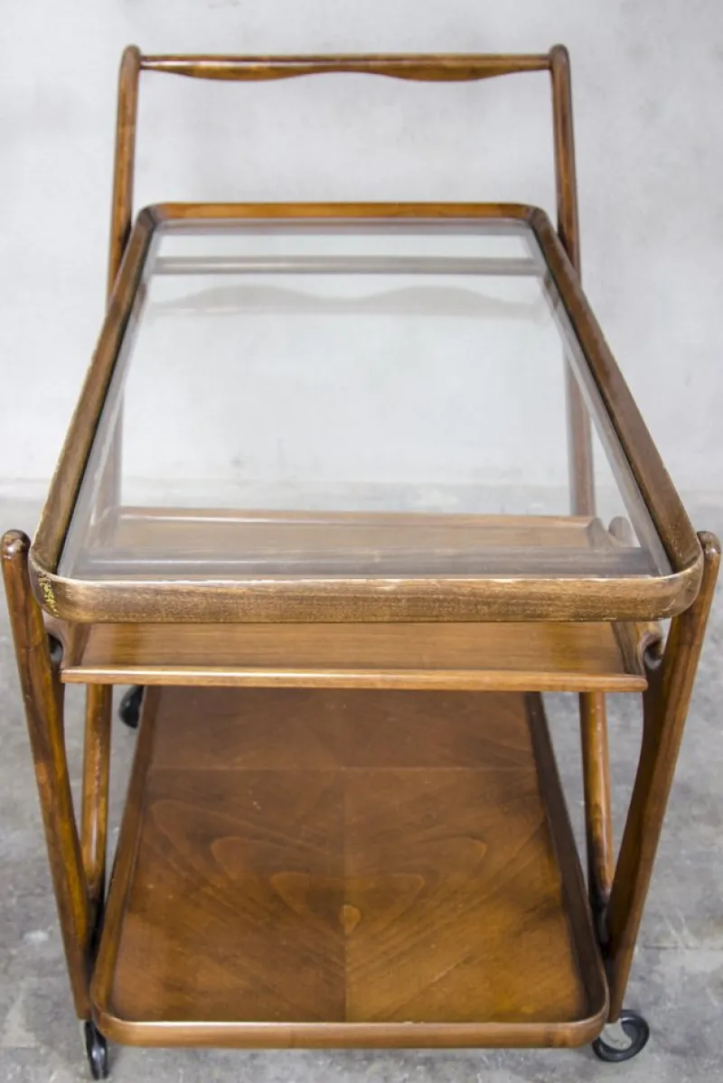 Pamono Mid-Century Serving Trolley by Cesare Lacca for Cassina, 1950s> Serving Bar Carts & Trolleys