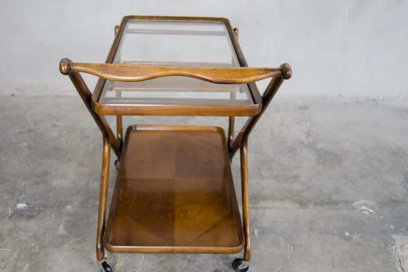Pamono Mid-Century Serving Trolley by Cesare Lacca for Cassina, 1950s> Serving Bar Carts & Trolleys