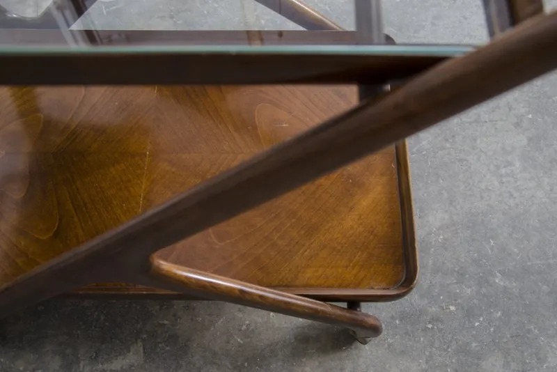 Pamono Mid-Century Serving Trolley by Cesare Lacca for Cassina, 1950s> Serving Bar Carts & Trolleys