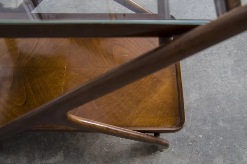 Pamono Mid-Century Serving Trolley by Cesare Lacca for Cassina, 1950s> Serving Bar Carts & Trolleys