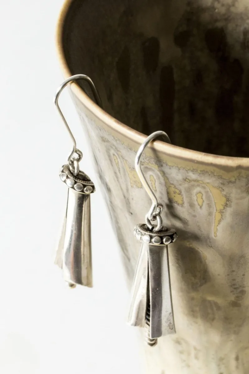 New Pamono Mid-Century Silver Earrings from Kaplans, 1954, Set of 2