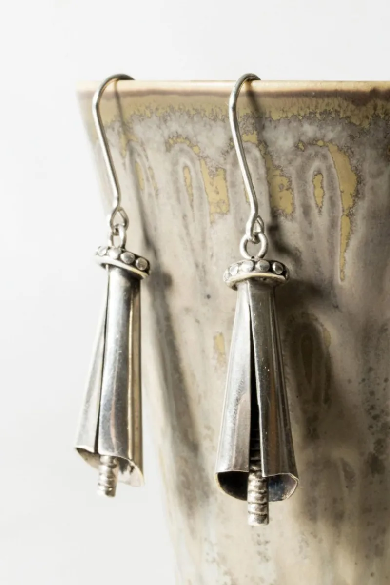 New Pamono Mid-Century Silver Earrings from Kaplans, 1954, Set of 2