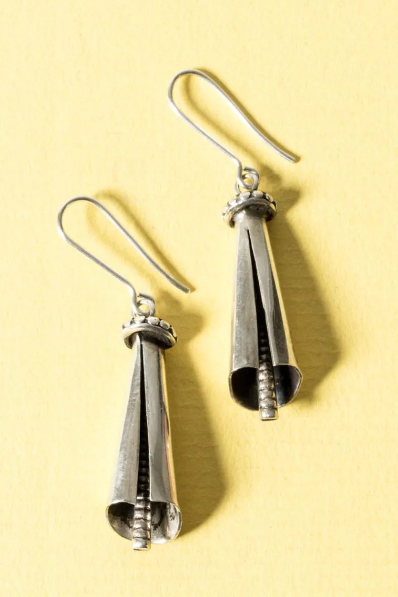 New Pamono Mid-Century Silver Earrings from Kaplans, 1954, Set of 2