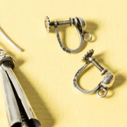 New Pamono Mid-Century Silver Earrings from Kaplans, 1954, Set of 2
