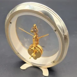 Clearance Pamono Mid-Century Skeleton Bicolor Table Clock by Jaeger-Lecoultre, 1970s