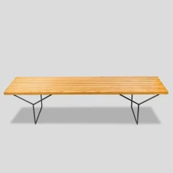 Pamono Mid-Century Slat Bench by Harry Bertoia for Knoll><noscript><img width=