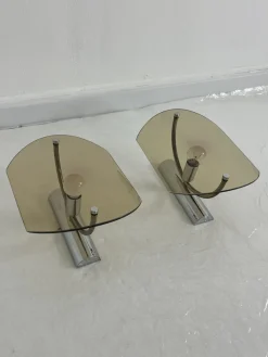 Clearance Pamono Mid-Century Smoked Glass Wall Lamps, 1960s, Set of 2