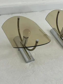 Clearance Pamono Mid-Century Smoked Glass Wall Lamps, 1960s, Set of 2