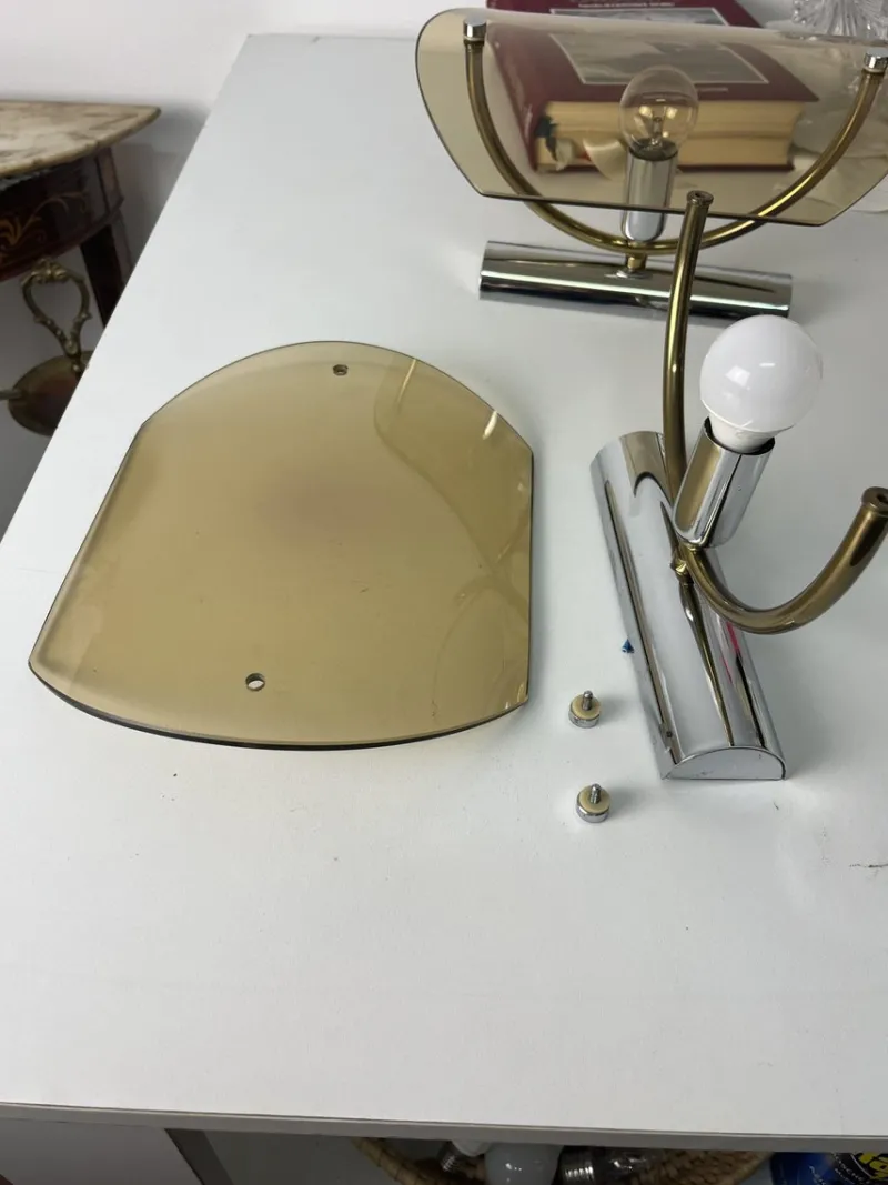 Clearance Pamono Mid-Century Smoked Glass Wall Lamps, 1960s, Set of 2