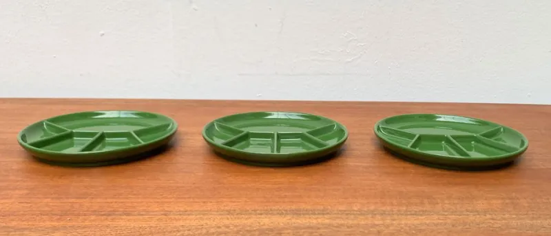 Pamono Mid-Century Space Age Green Ceramic Plates or Bowls from Gerz Keramik, West Germany, 1960s, Set of 3> Serving Dishes