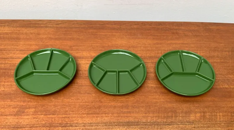 Pamono Mid-Century Space Age Green Ceramic Plates or Bowls from Gerz Keramik, West Germany, 1960s, Set of 3> Serving Dishes