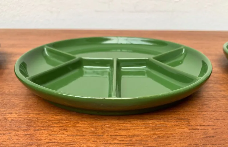 Pamono Mid-Century Space Age Green Ceramic Plates or Bowls from Gerz Keramik, West Germany, 1960s, Set of 3> Serving Dishes
