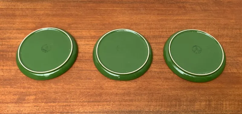 Pamono Mid-Century Space Age Green Ceramic Plates or Bowls from Gerz Keramik, West Germany, 1960s, Set of 3> Serving Dishes