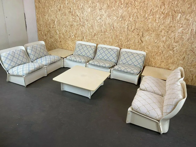 Pamono Mid-Century Space Age Modular Sofa in Fiberglass, Set of 10> Living Room Sets