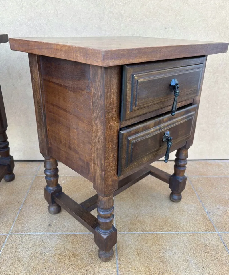 Pamono Mid-Century Spanish Bedside Tables with Drawers, 1950s, Set of 2> Nightstands