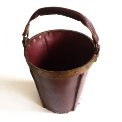 Pamono Mid-Century Spanish Leather Bucket> Ice Buckets & Wine Coolers