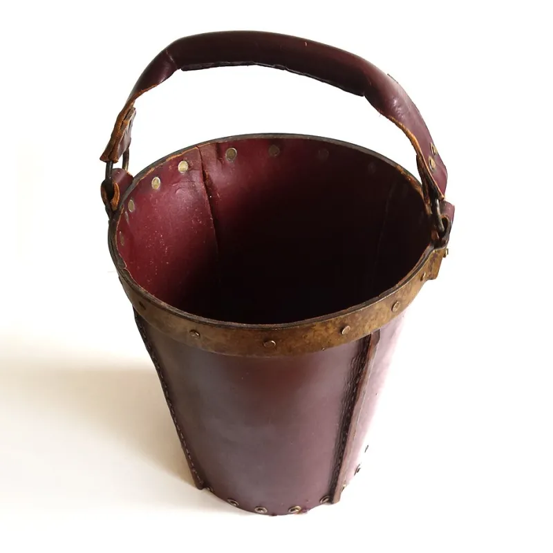 Pamono Mid-Century Spanish Leather Bucket> Ice Buckets & Wine Coolers