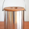 Pamono Mid-Century Steel and Teak Cylinda Line Ice Bucket by Arne Jacobsen for Stelton, 1960s> Ice Buckets & Wine Coolers