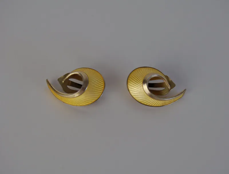 Clearance Pamono Mid-Century Sterling Silver and Enamel Ear Clips by Hans Myhre, 1950s, Set of 2