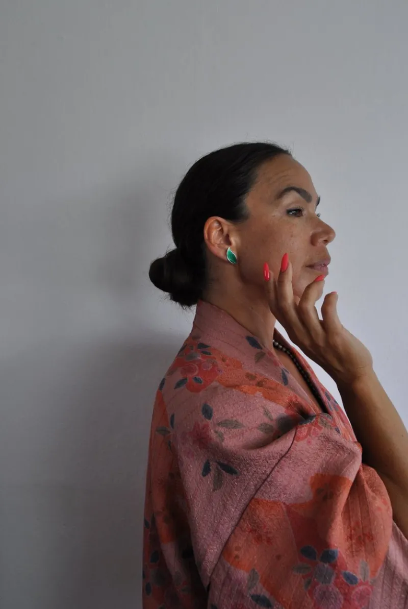 Pamono Mid-Century Sterling Silver and Enamel Ear Clips from David Andersen, 1950s, Set of 2> Earrings