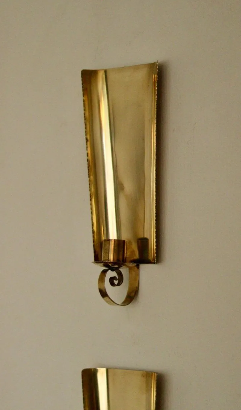 Discount Pamono Mid-Century Swedish Brass Sconces, Set of 2