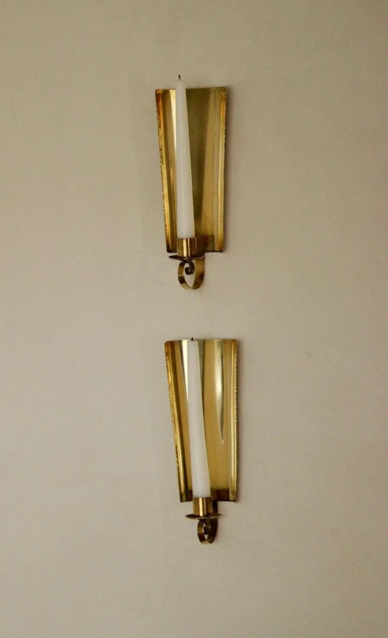 Discount Pamono Mid-Century Swedish Brass Sconces, Set of 2