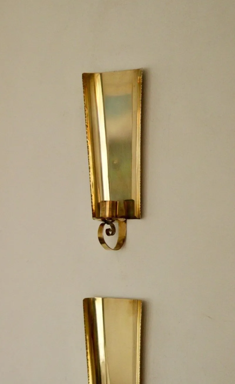 Discount Pamono Mid-Century Swedish Brass Sconces, Set of 2