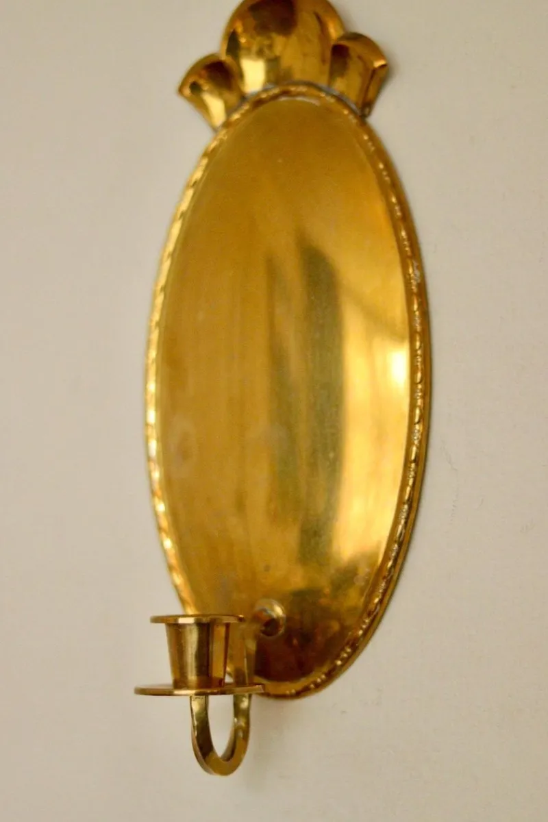 Pamono Mid-Century Swedish Brass Sconces, Set of 2> Candleholders