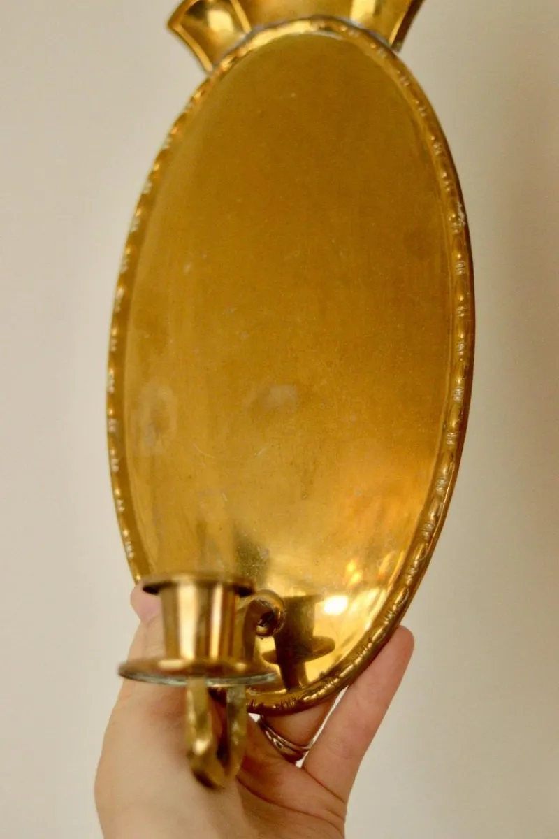 Pamono Mid-Century Swedish Brass Sconces, Set of 2> Candleholders