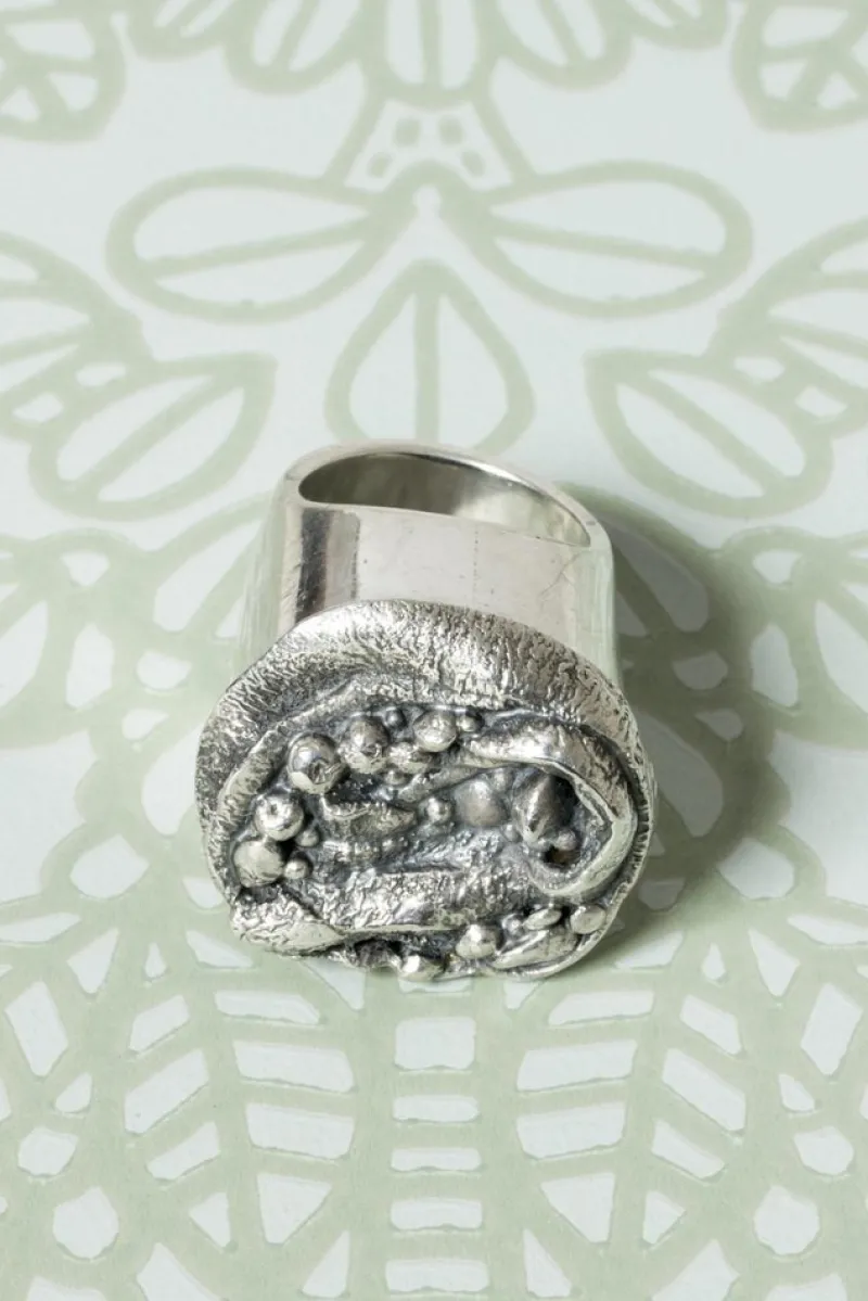 Clearance Pamono Mid-Century Swedish Brutalist Silver Ring, 1976