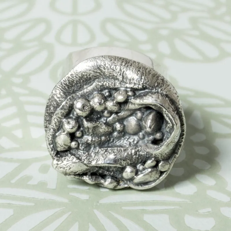 Clearance Pamono Mid-Century Swedish Brutalist Silver Ring, 1976