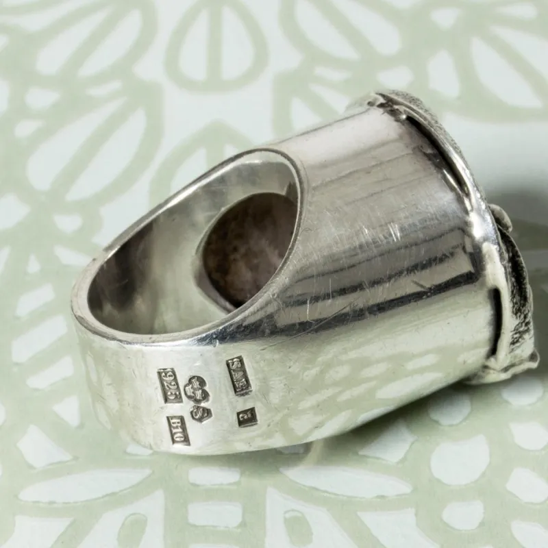 Clearance Pamono Mid-Century Swedish Brutalist Silver Ring, 1976