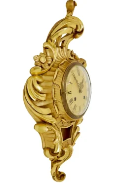 Pamono Mid-Century Swedish Rococo Revival Carved Gilt Clock, 1950s><noscript><img width=