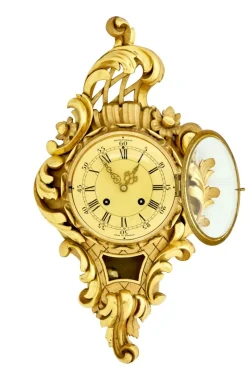 Pamono Mid-Century Swedish Rococo Revival Carved Gilt Clock, 1950s><noscript><img width=