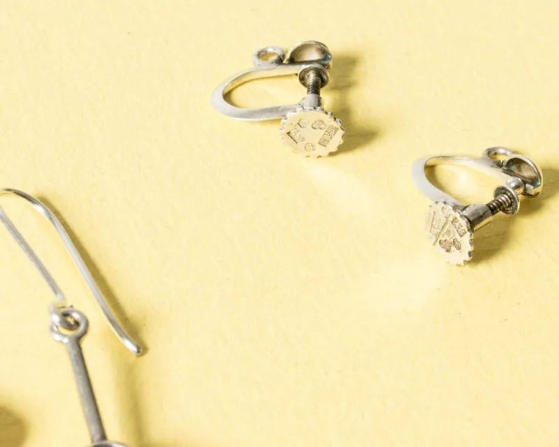 Clearance Pamono Mid-Century Swedish Silver Earrings, Set of 2