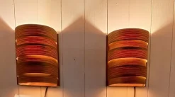 Pamono Mid-Century Swedish Wall Lamps with Pine Veneer Slats, 1960s, Set of 2> Wall Lights & Sconces