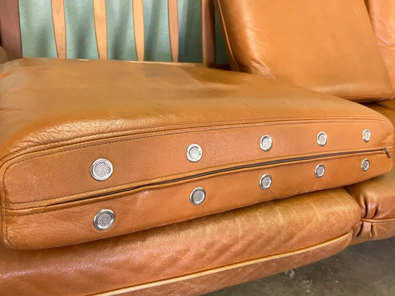 Pamono Mid-Century Teak and Leather Living Room Set, 1960s, Set of 4> Living Room Sets