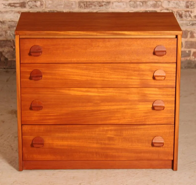 Pamono Mid-Century Teak Chest of 4 Drawers from Stag, 1970s> Dressers, Commodes & Chests