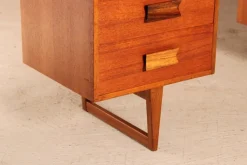 Pamono Mid-Century Teak Dressing Table or Desk with Carved Rosewood Handles, 1960s><noscript><img width=