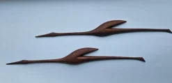 Pamono Mid-Century Teak Heron Wall Sculptures, Denmark, 1960s, Set of 2><noscript><img width=