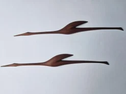 Pamono Mid-Century Teak Heron Wall Sculptures, Denmark, 1960s, Set of 2><noscript><img width=