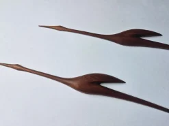Pamono Mid-Century Teak Heron Wall Sculptures, Denmark, 1960s, Set of 2><noscript><img width=