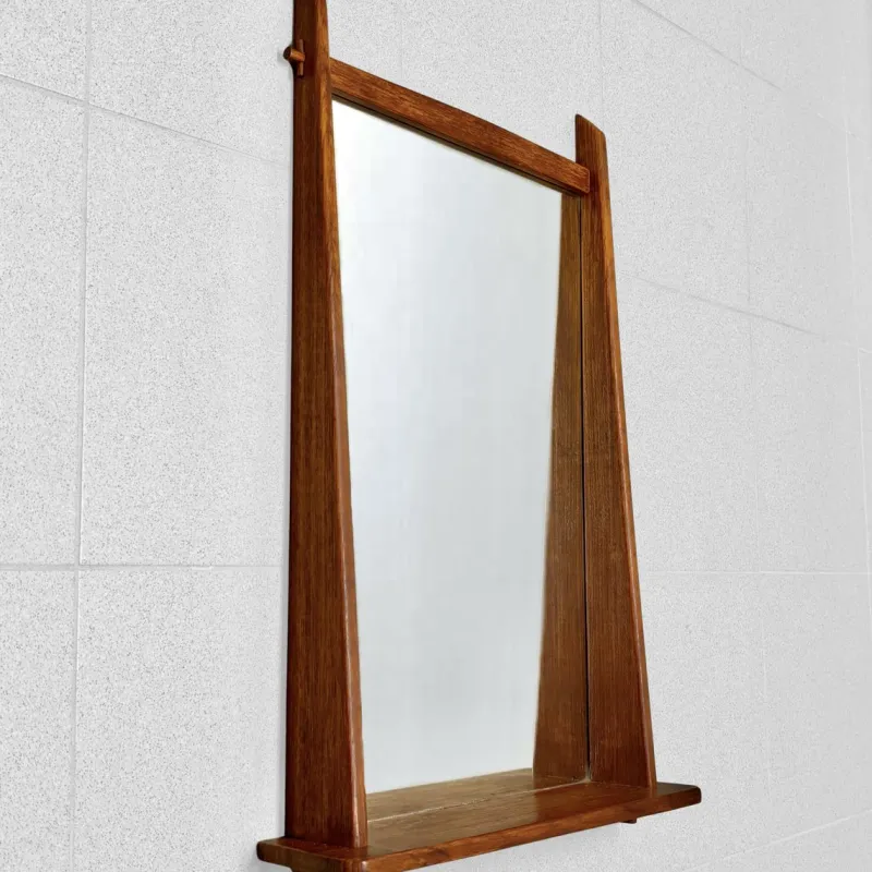 Pamono Mid-Century Teak Wall Mirror with Shelf, Sweden, 1950s> Mirrors