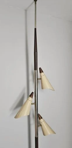 Pamono Mid-Century Tension Pole Lamp with Three Shades attrited to Stilnovo, Italy, 1960s><noscript><img width=