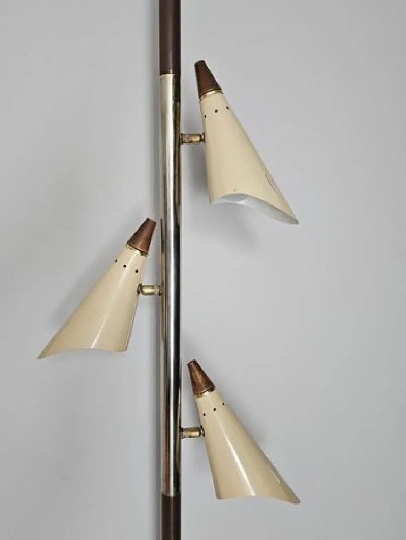 Pamono Mid-Century Tension Pole Lamp with Three Shades attrited to Stilnovo, Italy, 1960s> Floor Lamps