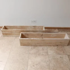 Pamono Mid-Century Travertine Planters, Belgium, Set of 2> Planters And Jardiniere
