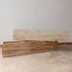 Pamono Mid-Century Travertine Planters, Belgium, Set of 2><noscript><img width=