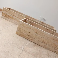 Pamono Mid-Century Travertine Planters, Belgium, Set of 2><noscript><img width=